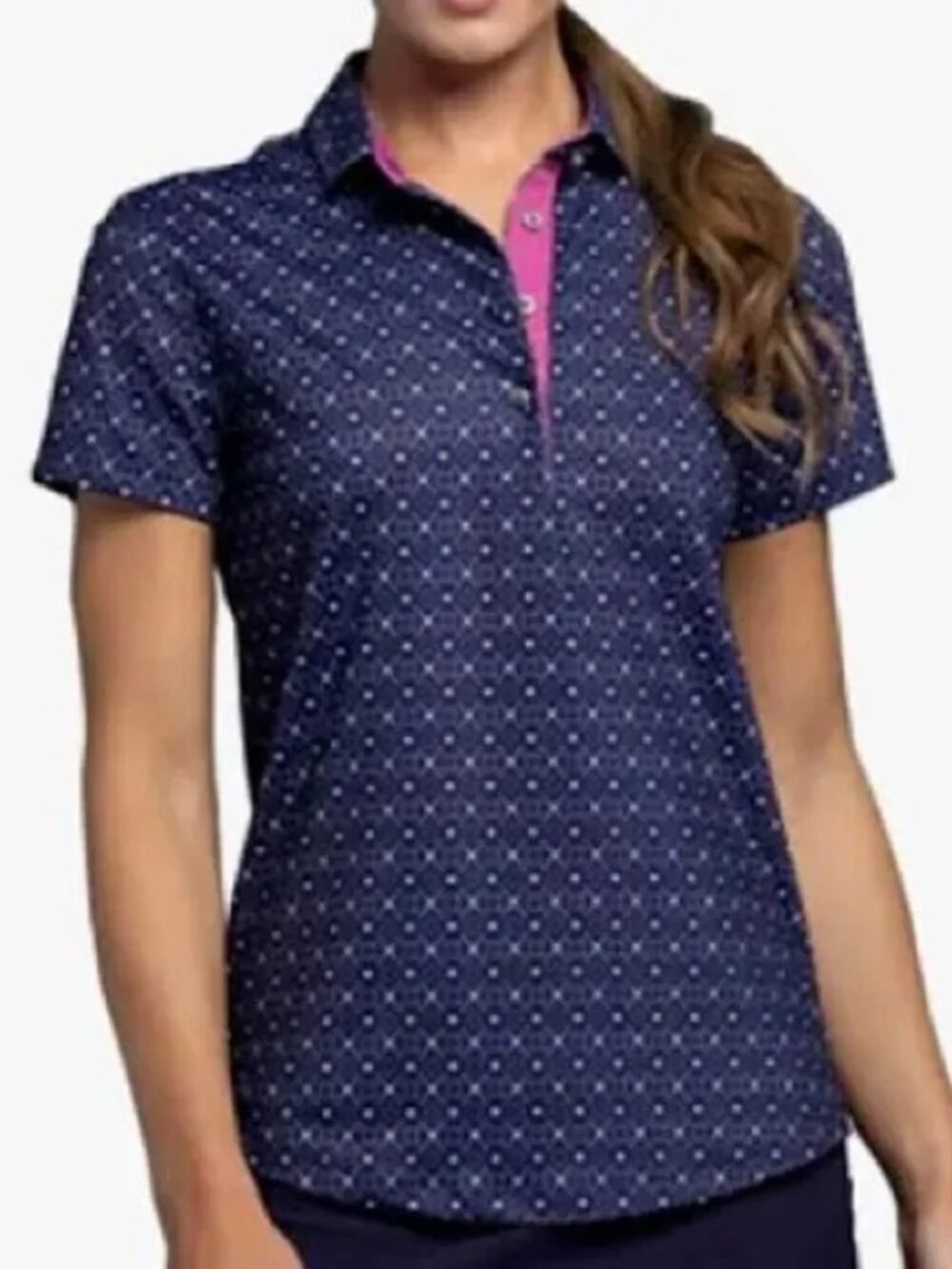 GREYSON Scarlett Polo Shirt Womens XS‎ Blue Celestial Star Pickleball Golf